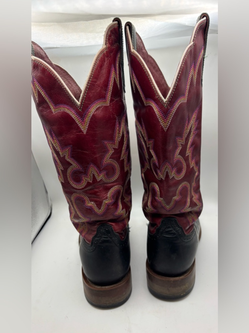 Ariat Western Boots Women 6C Red Black Leather Cowboy Rodeo Western - Picture 4 of 7